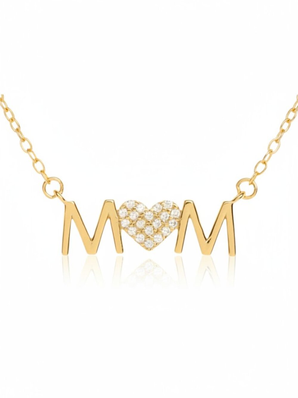 BNWT 925 Sterling Silver MOM CZ Heart Pendant Necklace Gift Ready Necklace